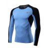 T-shirt Color Block Splicing Raglan Sleeve V Graphic Fitness - Bleu L