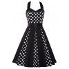 Mini-robe vintage licou avec pois polka - Noir M