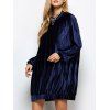 Oversized Velvet Tee Dress - PURPLISH BLUE M