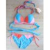Bikini ensemble avec ficelles et string en couleur contrastée - Pers L