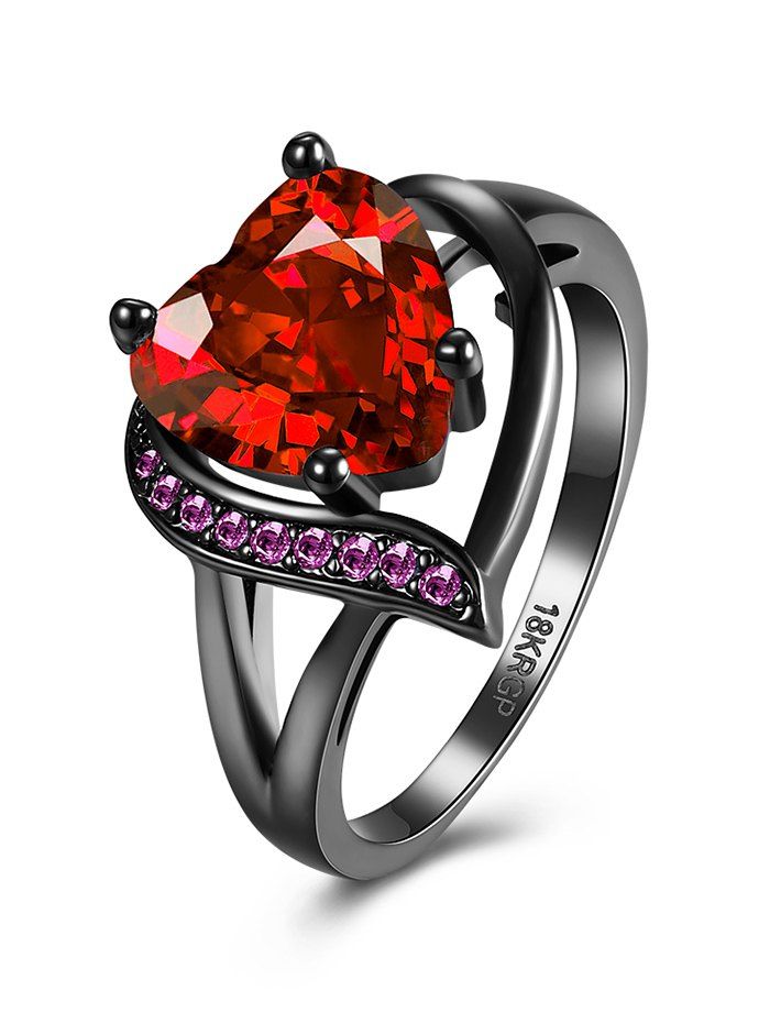 

Rhinestone Heart Shape Ring, Red