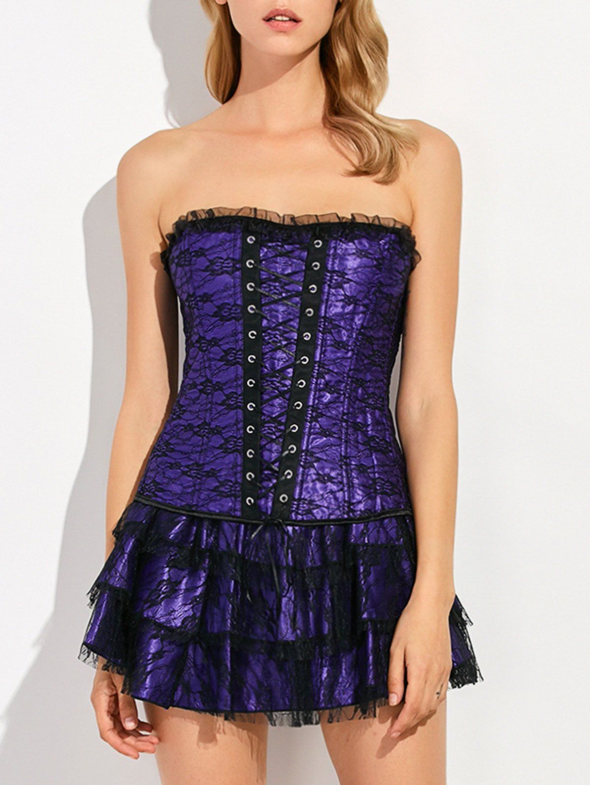 enchanting timeless beauty satin bustier and mini skirt