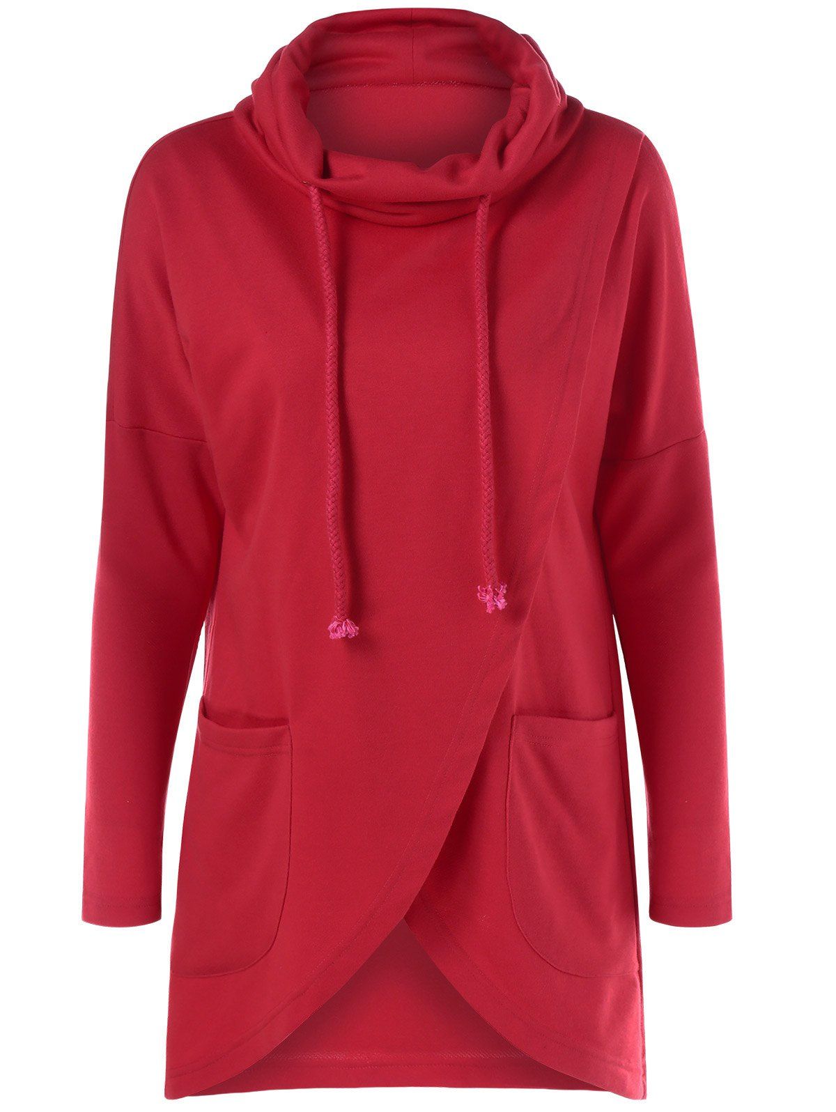 

Pockets Design Overlap Sweatshirt, Red