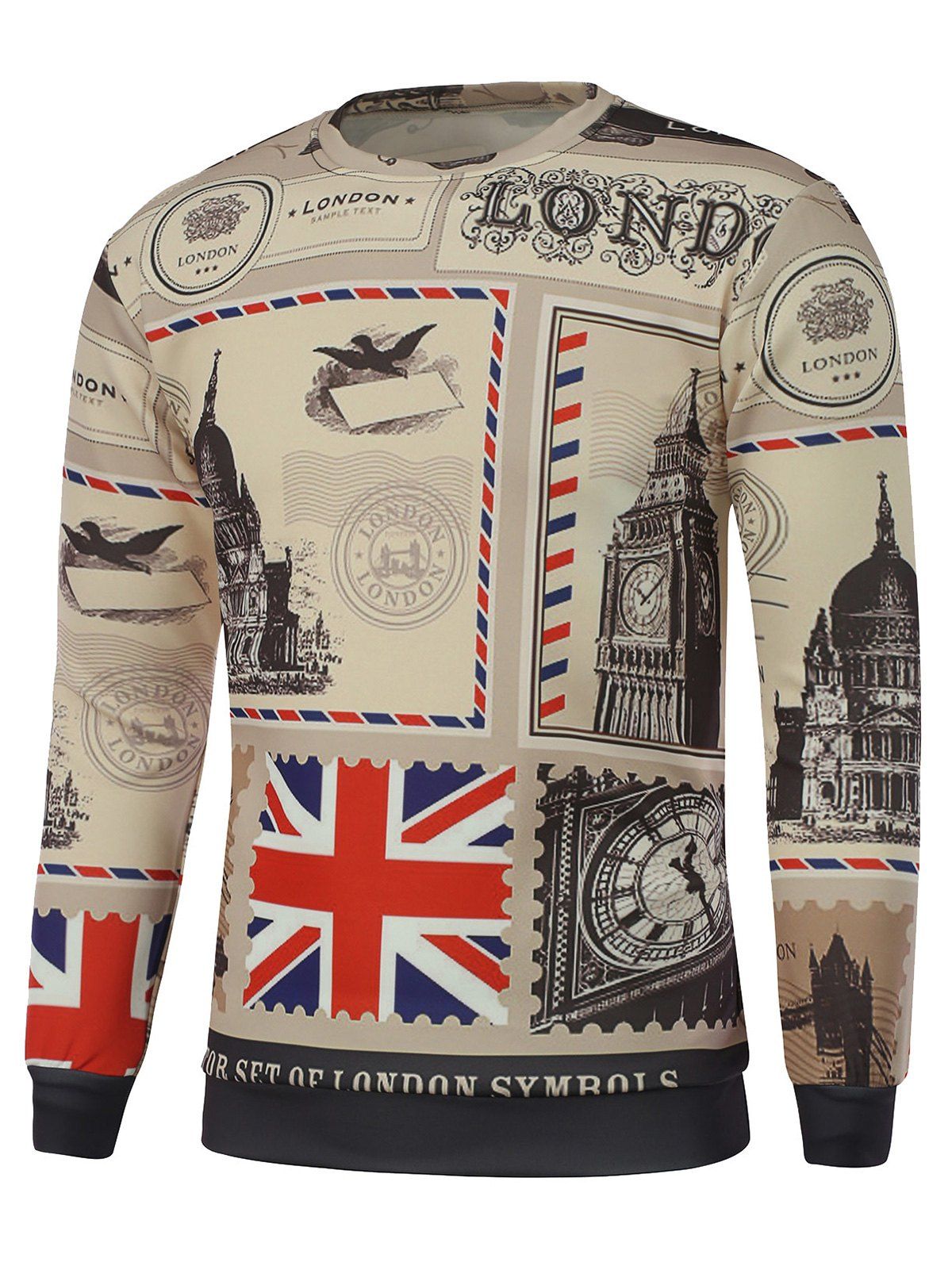 

Big Ben Print Crew Neck Sweatshirt, Light khaki