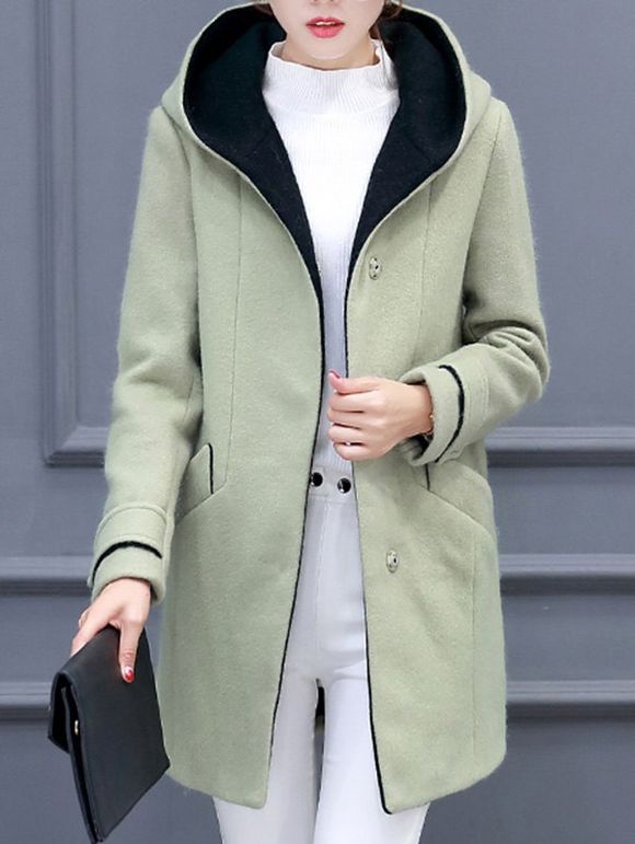 Manteau à capuche en laine mélangée - Pois Verts S