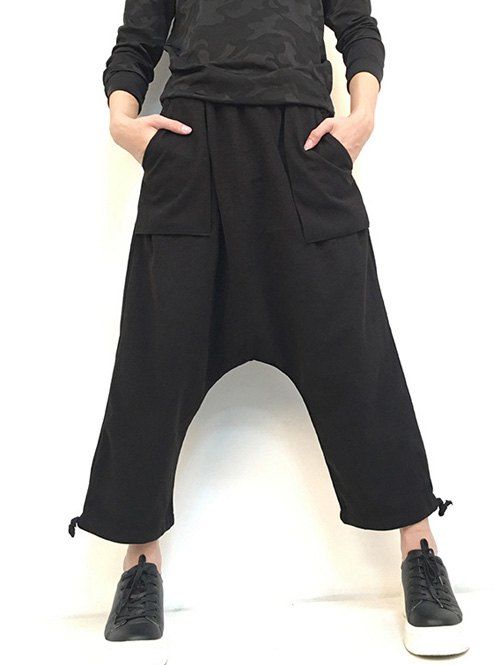 Pantalons 9/10 large entrejambe bas avec poche - Noir ONE SIZE
