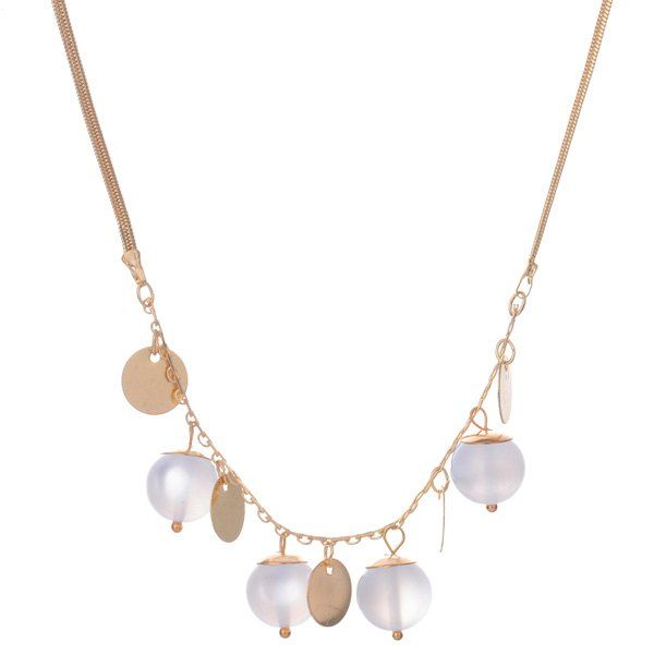 

Metal Wafer Beads Charm Necklace, Golden
