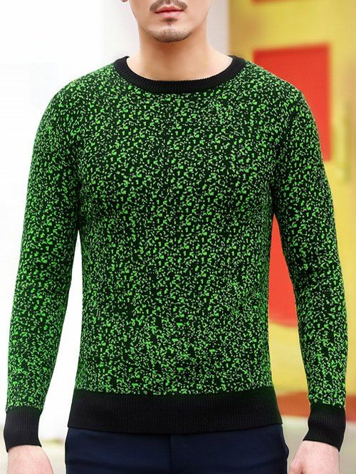 

Slim Fit Crew Neck Space Dye Sweater, Green