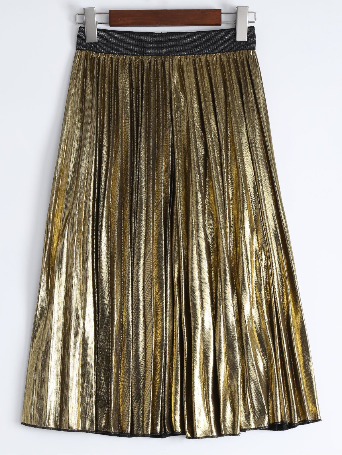 [41% OFF] 2021 Metallic Midi Pleated Skirt In GOLDEN | DressLily
