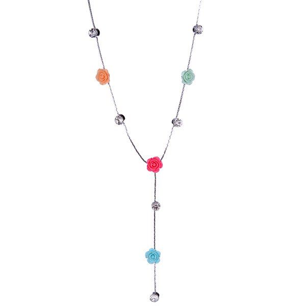 

Sun Flower Rhinestone Sweater Chain, Rose red