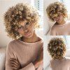 Women's Towheaded Short Afro Curly Mixed Color Side Bang Synthetic Hair Wig - COLORMIX 