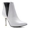 Color Block Pointed Toe Heeled Ankle Boots - WHITE 39