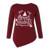 Tee-shirt asymétrique motif de Noël - Rouge vineux M
