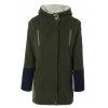 Manteau à capuche en faux laine couleur block - Olive Verte S