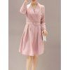 Robe patineuse moulante manches longues - Rose 2XL