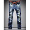 Zipper Fly Pocket taille normale Ripped Jeans - Bleu XL
