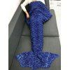 Sofa Crochet Fish Scale Mermaid Blanket - DEEP BLUE 