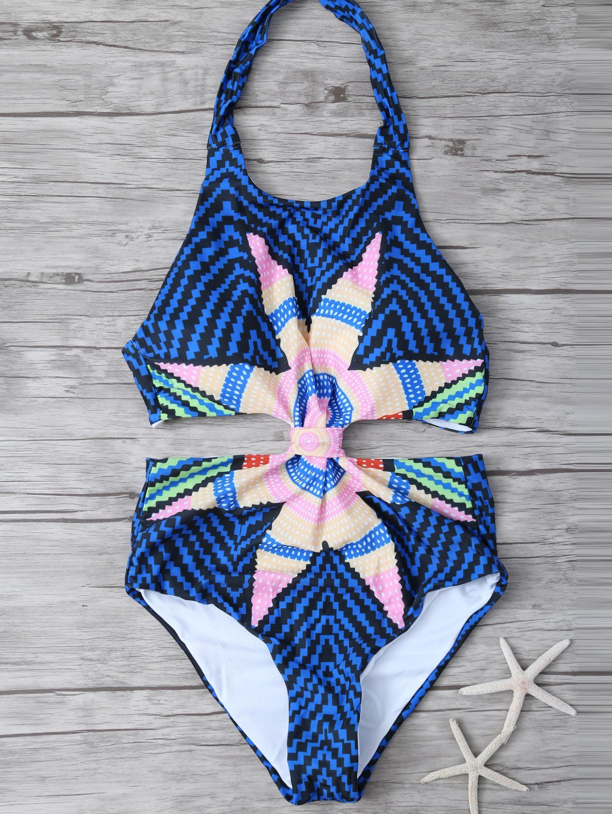 

Cut Out Halter Swimsuit, Blue
