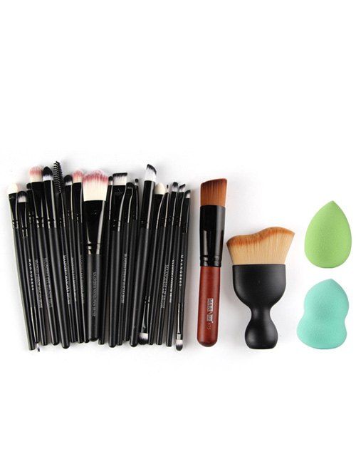 

22 Pcs Face Eye Makeup Brushes with Makeup Sponges, Black