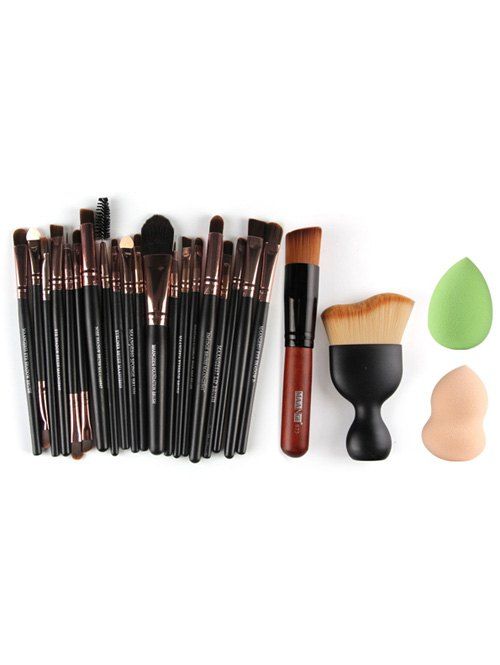 

22 Pcs Face Eye Makeup Brushes with Makeup Sponges, Rose gold