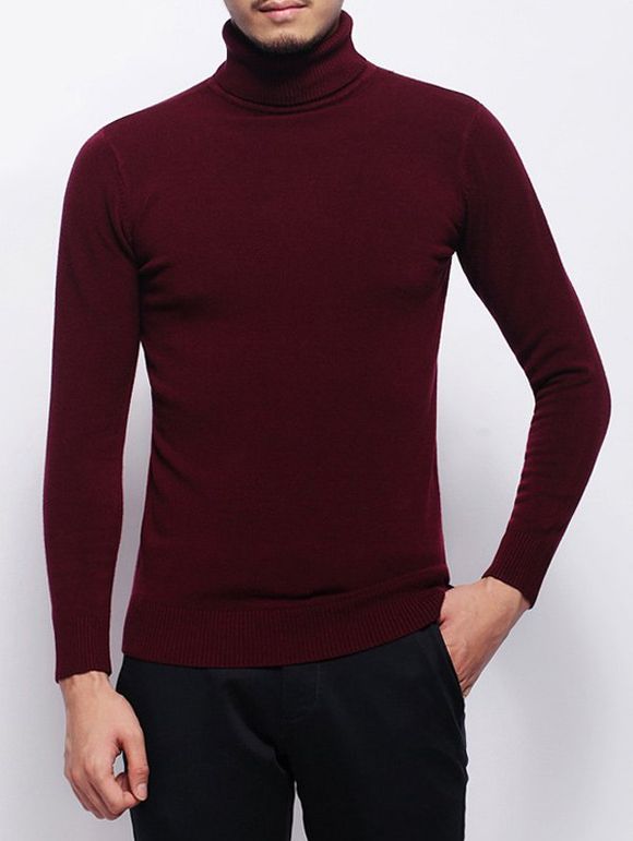 Col roulé Pull Stretchy Sweater - Rouge vineux XL