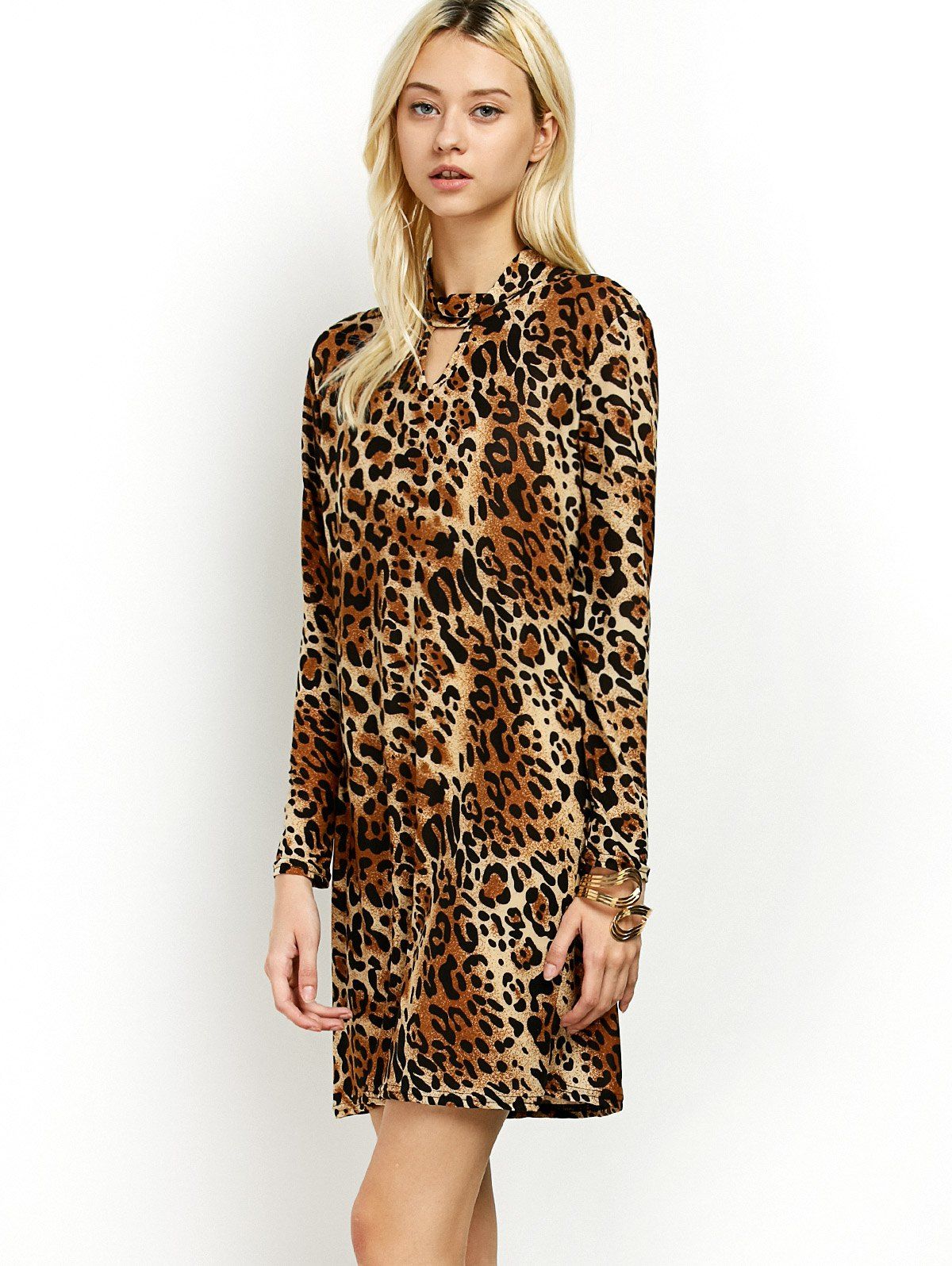 Long sleeve leopard print mini dress Long sleeve leopard print mini dress