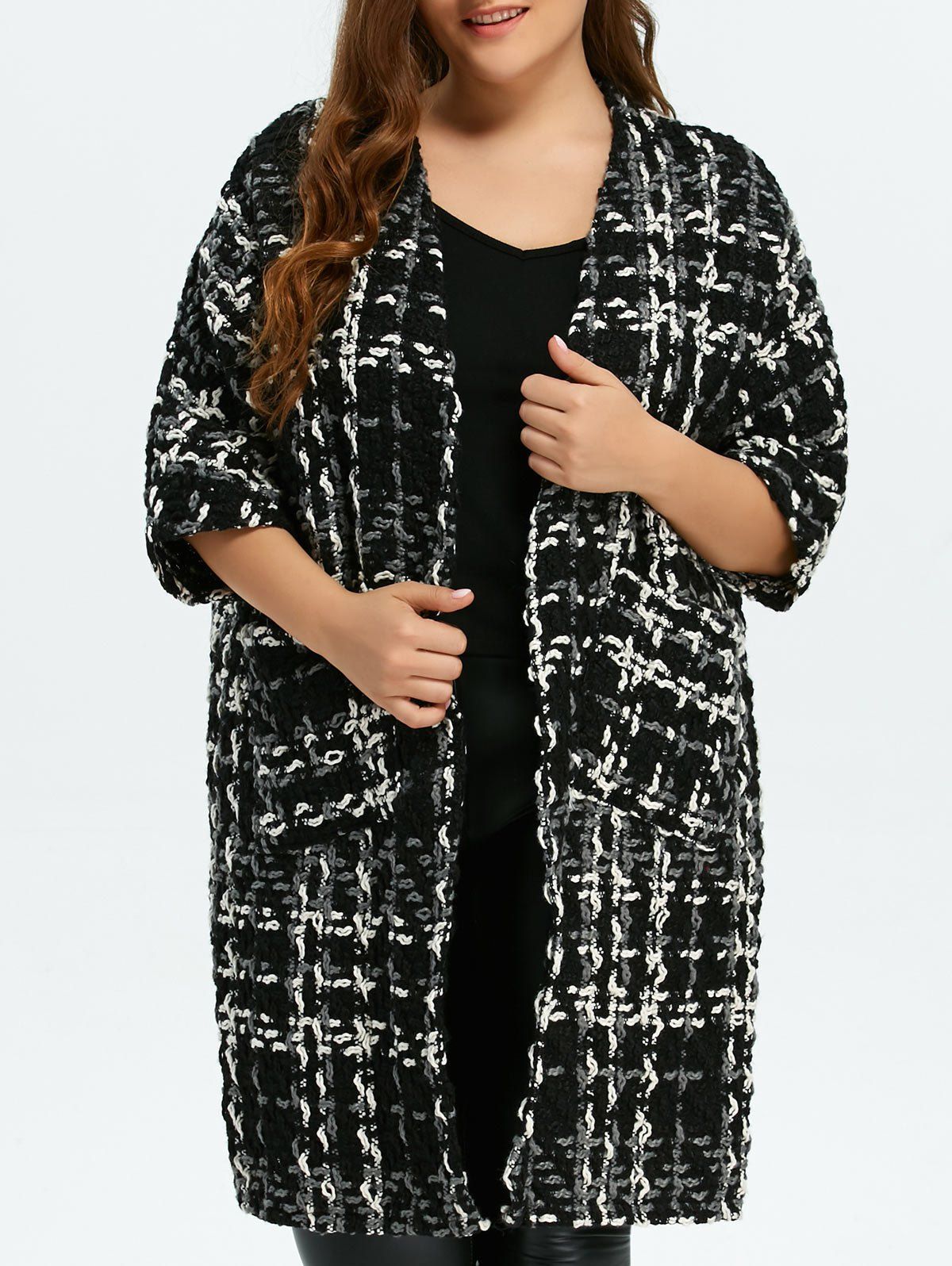 

Plus Size Space Dyed Chunky Cardigan, Black