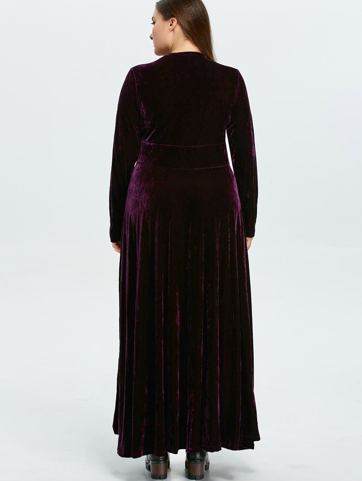 Plus size maxi dresses with sleeves velvet