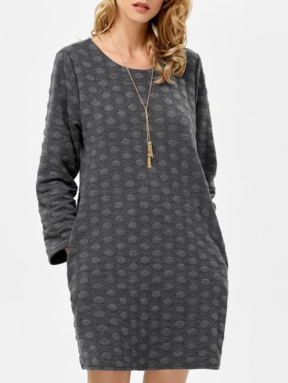 Mini-robe Dot Design Agrémentée Pocket - Gris L