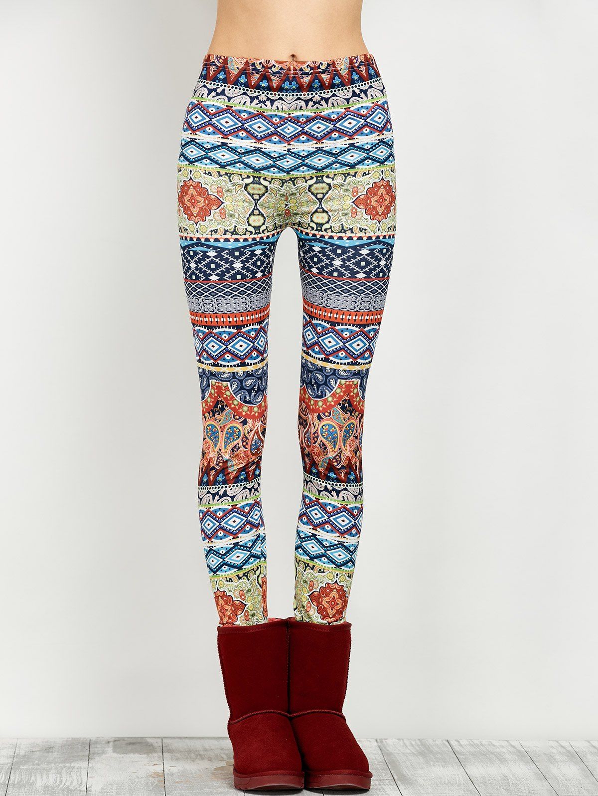 

Elastic Waist Skinny Print Leggings, Floral