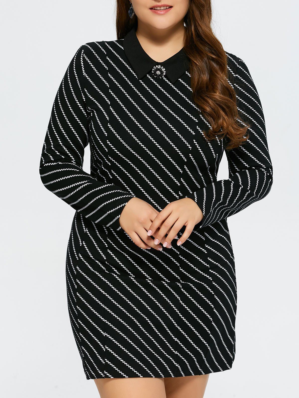 long sleeve black mini dress plus size