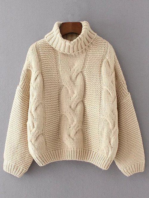 [41% OFF] 2021 Oversized Turtle Neck Cable Knit Sweater In OFF WHITE ...