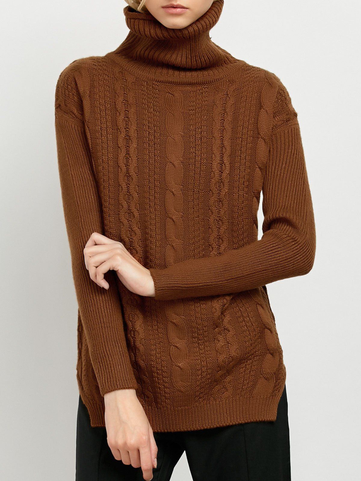 black shoulderless sweater