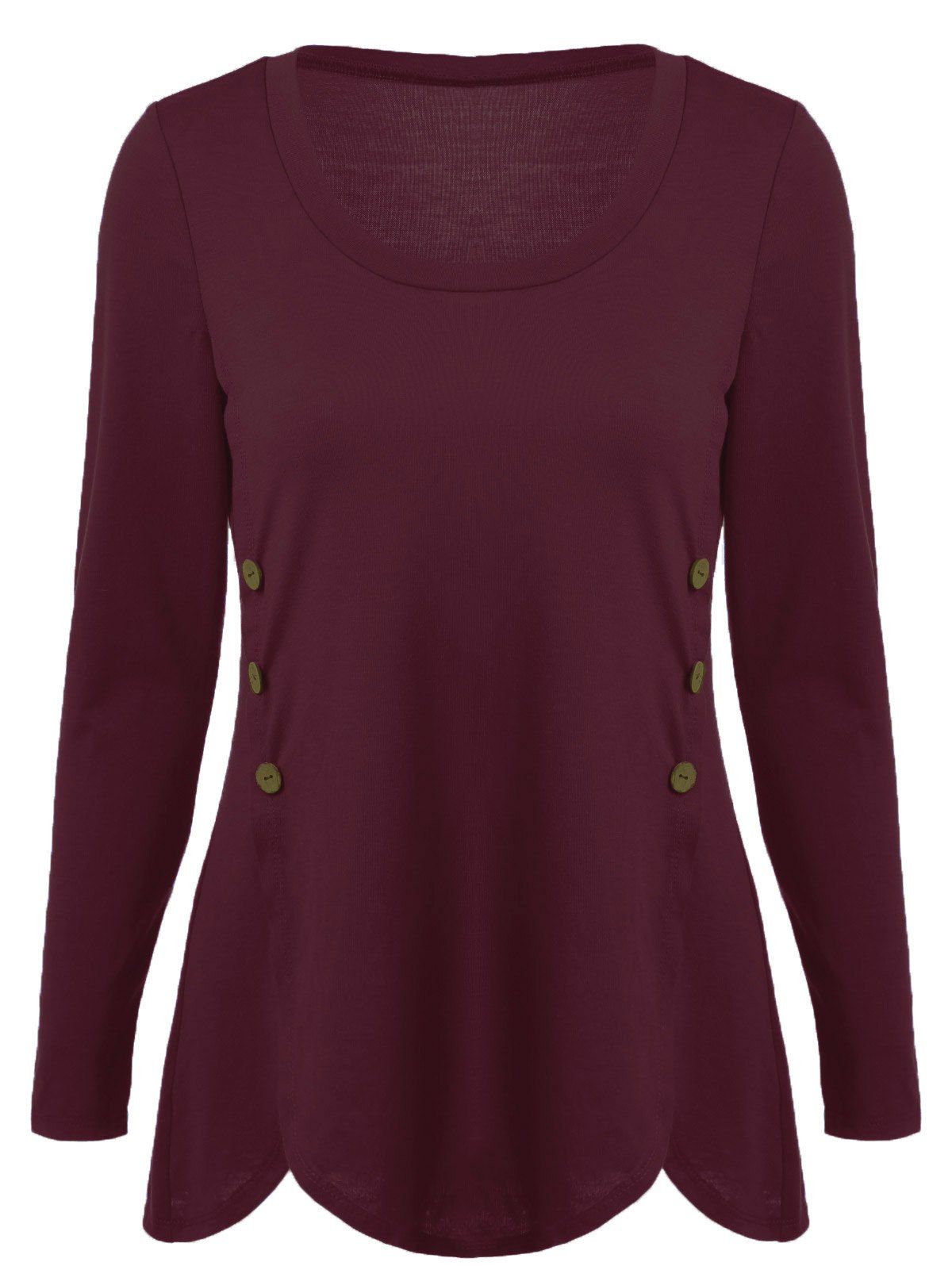 

Double-Breasted Asymmetrical T-Shirt, Dark red