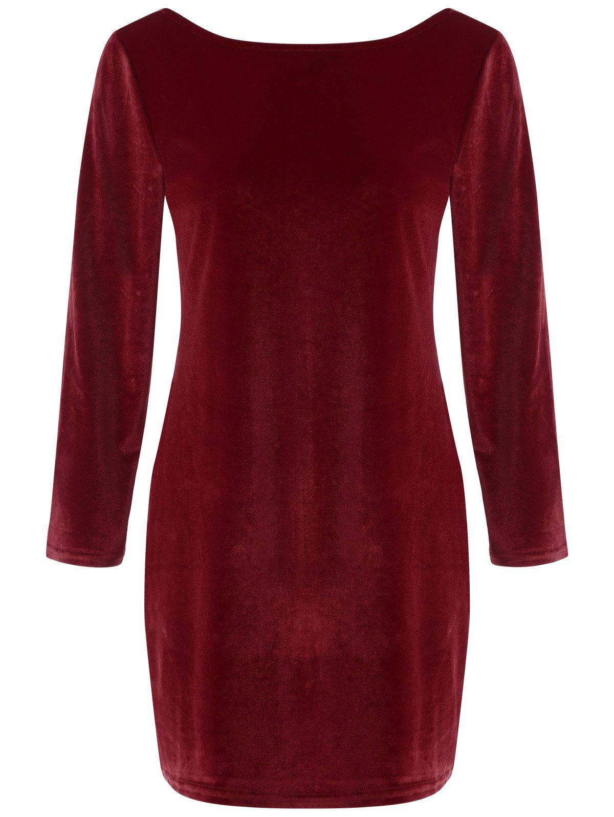 

Backless Velvet Short Pencil Mini Dress, Wine red