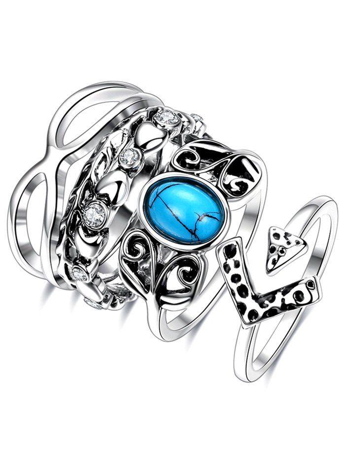 

Rhinestone Infinite Ring Set, Silver