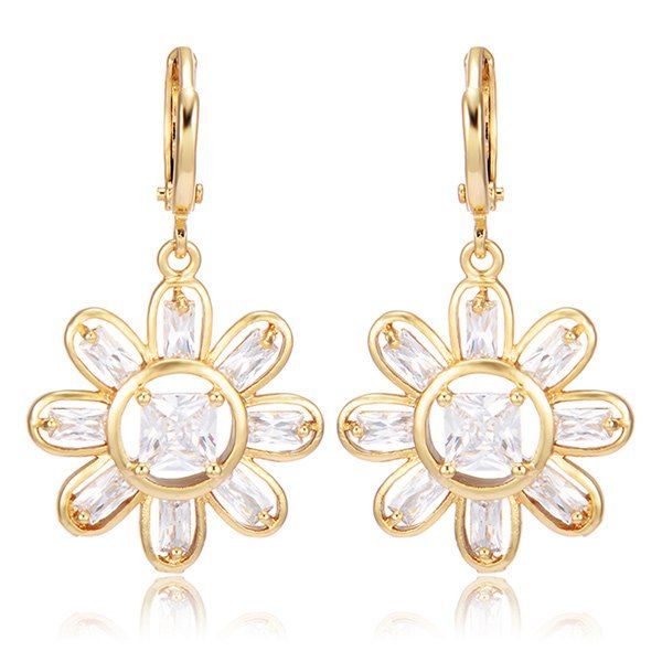 

Rhinestone Floral Drop Earrings, Champagne