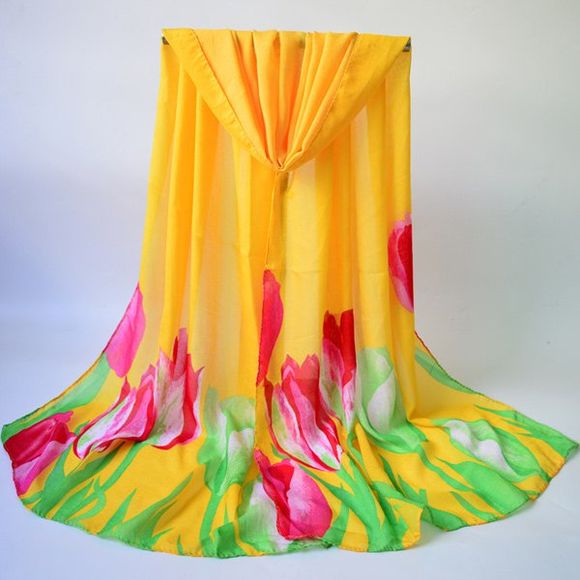 écharpe drapée a motif tulipe - Jaune 