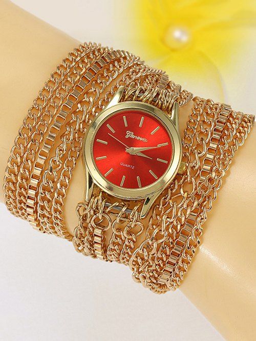 

Wrap Bracelet Watch, Red