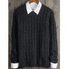 Chandail ras du cou de design en tricot à manches longues - Noir S