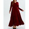 Maxi robe taille  Plus en velours manches longues - Rouge vineux 2XL