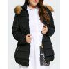 Long manteau à capuche matelassée taille plus - Noir 2XL