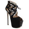 Plate-forme Peep Toe Tie Up Sandals - Noir 38