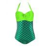 Halter Dorure écaille de poisson One Piece Maillots de bain - néon Verte 3XL