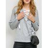 Slouchy Lace Up Hoodie - Gris Clair L
