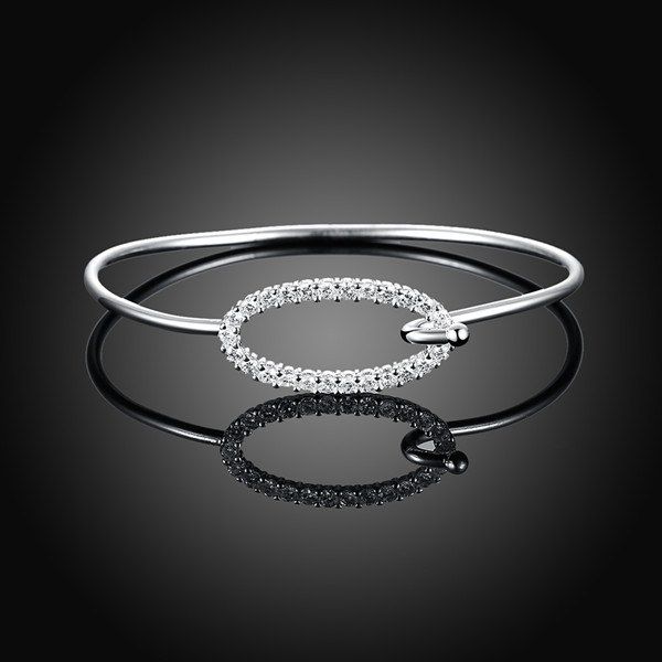

Rhinestoned Oval Bracelet, Silver