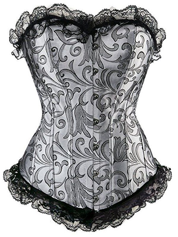 [41% OFF] 2021 Strapless Lace Insert Corset In SILVER | DressLily