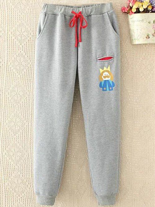 

Plus Size Printed Drawstring Jogger Sweatpants, Gray