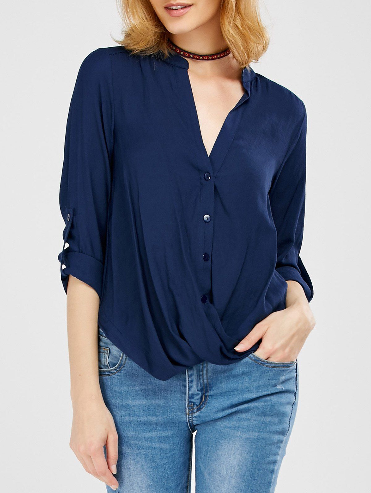 

Asymmetric Oversized Blouse, Purplish blue
