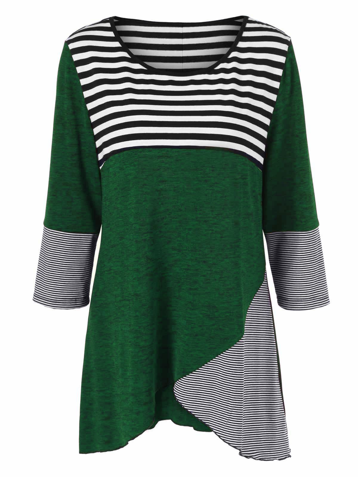 

Plus Size Striped Tunic T-Shirt, Green